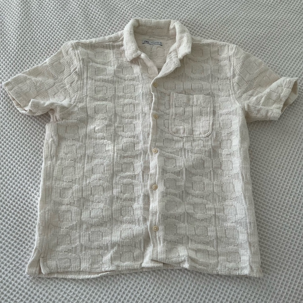 Zara Cream Short Sleeve Button Up